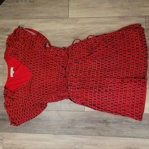 LOFT- Red Geometric Sundress- Medium